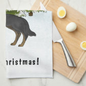 Bi-zwart Duits Herder Winterbos met tekst Theedoek (Quarter Fold)