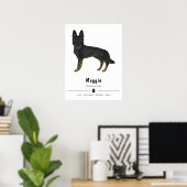 Bi-zwarte Duitse herder Mopshond en aangepaste tek Poster (Thuiskantoor)