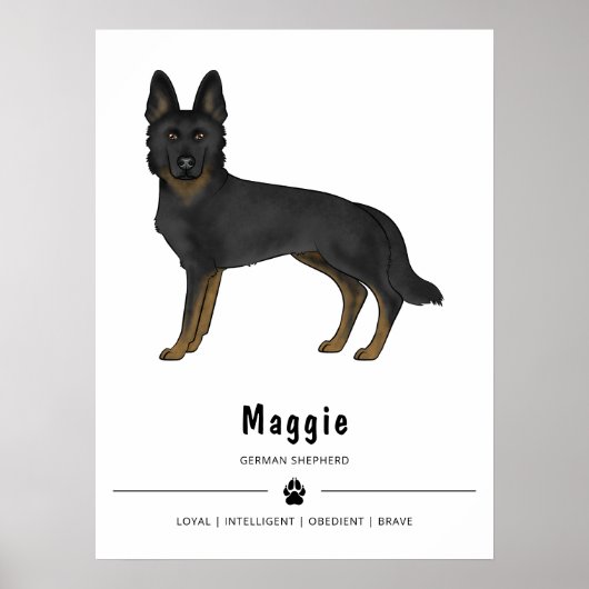Bi-zwarte Duitse herder Mopshond en aangepaste tek Poster (Voorkant)