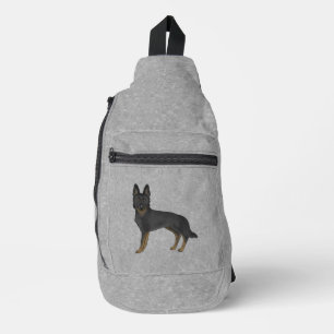 Bi-zwarte Duitse herder Zacht Kartonnen Hond Op Gr Sling Bag