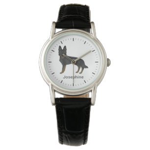 Bi-zwarte Duitse Herdershond GSD Hond Met Aangepas Horloge
