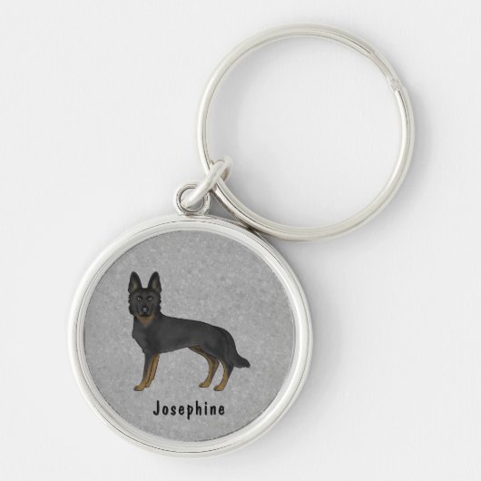 Bi-zwarte Duitse Herdershond GSD Hond Met Aangepas Sleutelhanger (Voorkant)