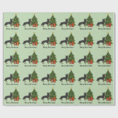 Bi-zwarte Duitse Herdershond Kerstboom Cadeaupapier (Vlak)