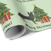 Bi-zwarte Duitse Herdershond Kerstboom Cadeaupapier (Rol Hoek)