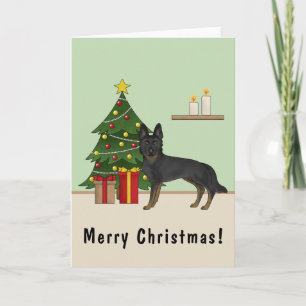 Bi-zwarte Duitse Herdershond Kerstboom Kaart