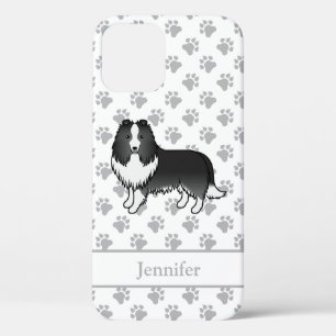 Bi-Zwarte Shetland Sheepdog Cartoon Hond & Naam Case-Mate iPhone Case