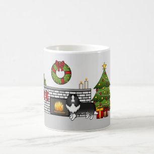 Bi-zwarte Shetland Sheepdog Hond In Een Kerst Kame Koffiemok
