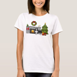 Bi-zwarte Shetland Sheepdog Hond In Een Kerst Kame T-shirt