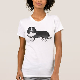 Bi-zwarte Shetland Sheepdog Schattige Cartoon Hond T-shirt