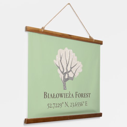 Białowieża Forest Latitude & Longitude Hangend Wandkleed (Gebogen)