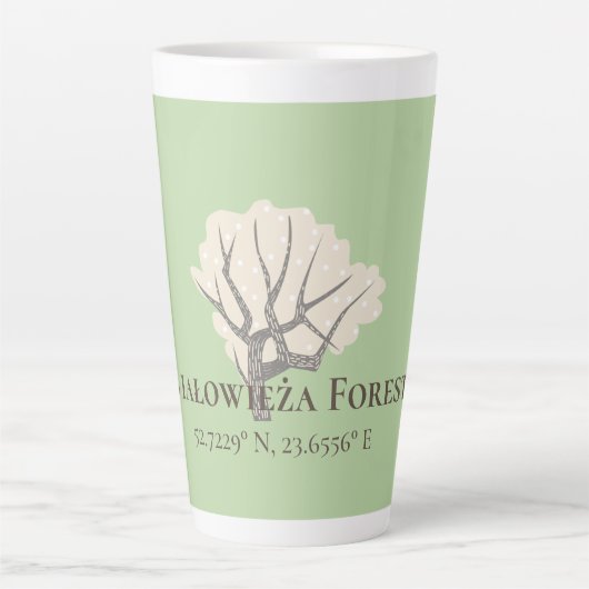 Białowieża Forest Latitude & Longitude Latte Mok (Voorkant)