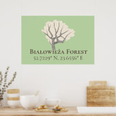 Białowieża Forest Latitude & Longitude Poster (Keuken)