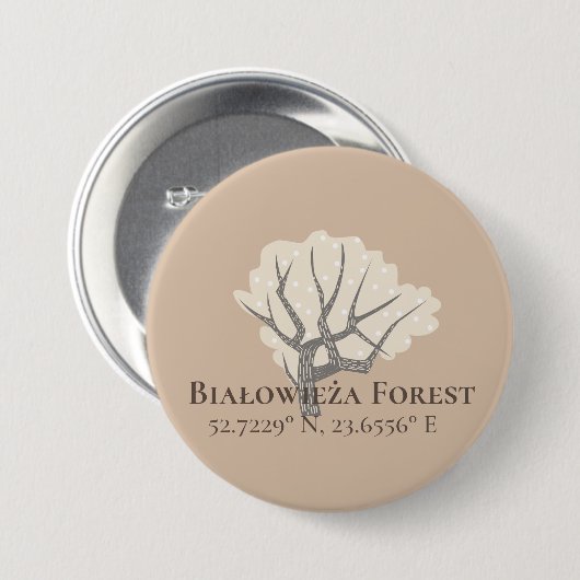 Białowieża Forest Latitude & Longitude Ronde Button 7,6 Cm (Voorkant /achterkant)