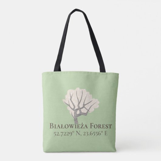 Białowieża Forest Latitude & Longitude Tote Bag (Achterkant)