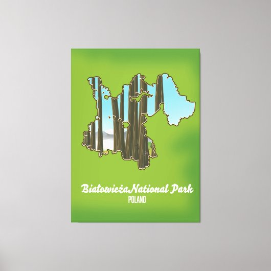 Białowieża nationaal park Polen kaart Canvas Afdruk (Voorkant)