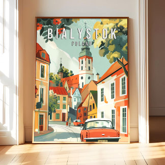 Bialystok Poland Poster Art Print, City Retro Vint