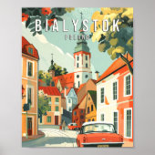 Bialystok Polen Poster Kunstprint, Stad Retro Vint (Voorkant)