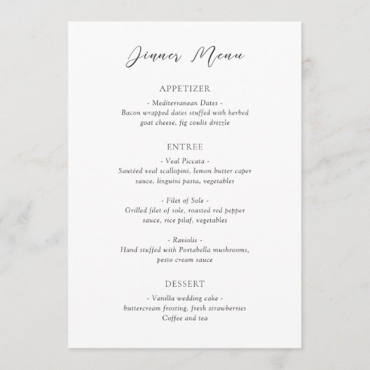 Bianca Elegant Wedding Menu (Voorkant)