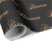 Bianca gold Design Lettering Geschenkpapier Cadeaupapier (Rol Hoek)