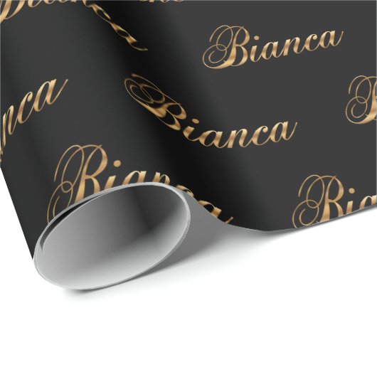 Bianca gold Design Lettering Geschenkpapier Cadeaupapier (Rol Hoek)