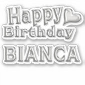 Bianca Happy Birthday silver Aufkleber Sticker (Voorkant)