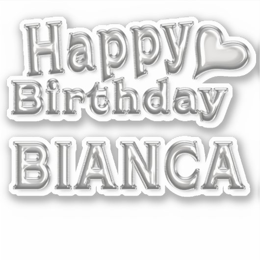 Bianca Happy Birthday silver Aufkleber Sticker (Voorkant)