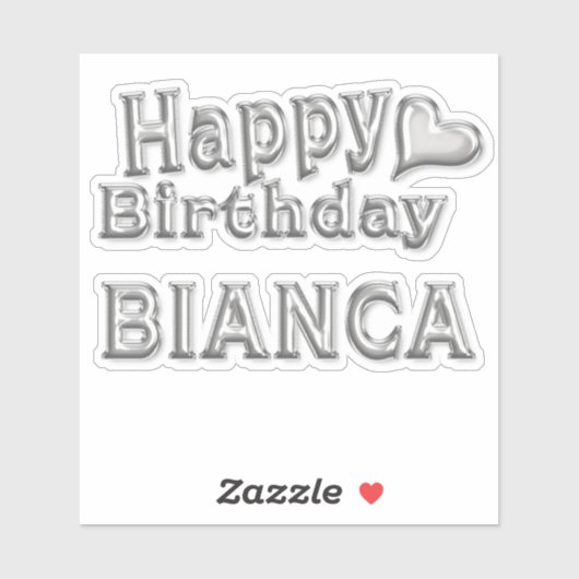 Bianca Happy Birthday silver Aufkleber Sticker (Vel)