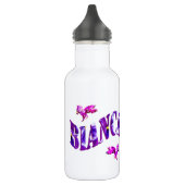 Bianca, meisjesnaam, gemaakt met pansieën, waterfles (Links)