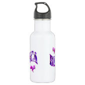 Bianca, meisjesnaam, gemaakt met pansieën, waterfles (Achterkant)