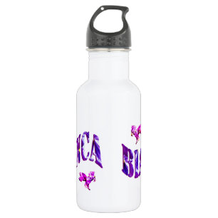Bianca, meisjesnaam, gemaakt met pansieën, waterfles 