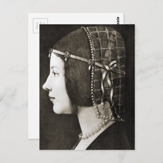 Bianca Sforza, Leonardo da Vinci Briefkaart (Voorkant / Achterkant)