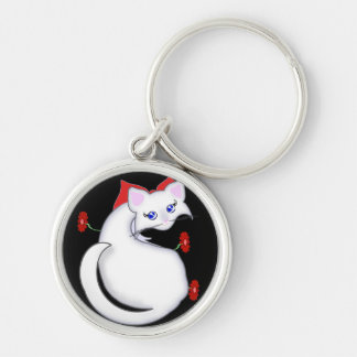 Bianca Toon Kat met Red Flowers Sleutelhanger