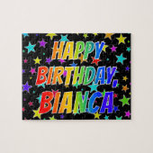"BIANCA" Voornaam, geun "HAPPY BIRTHDAY" Legpuzzel (Horizontaal)