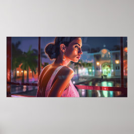 Bianca wacht op vrienden in een café poster