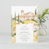 BIANCA Waterverf Toscaanse Landschap Wedding Kaart (Staand voorkant)