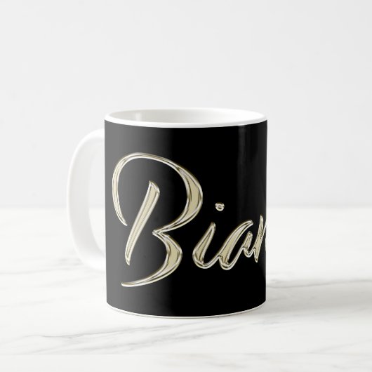 Bianca white gold Handwriting Tasse Kaffeetasse Koffiemok (Voorkant links)