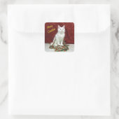 Bianca's Maine Coon Kerstmis - Kat / Keuten Vierkante Sticker (Tas)