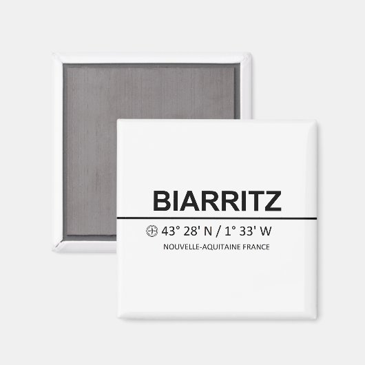 Biarritz Coordinaten - Biarritz Coordinates Magneet (Voorkant / Achterkant)