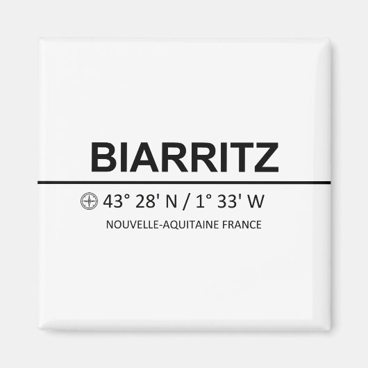 Biarritz Coordinaten - Biarritz Coordinates Magneet (Voorkant)