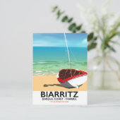 Biarritz France Beach reisposter Briefkaart (Staand voorkant)
