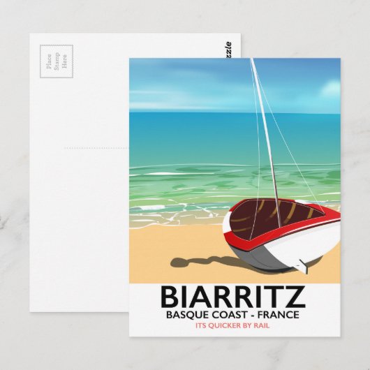 Biarritz France Beach reisposter Briefkaart (Voorkant / Achterkant)