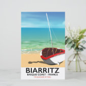 Biarritz France Beach reisposter Briefpapier (Staand voorkant)