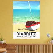 Biarritz France Beach reisposter Canvas Afdruk (Insitu (Woonkamer))