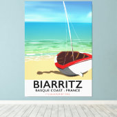 Biarritz France Beach reisposter Canvas Afdruk (Insitu (Houten vloer))