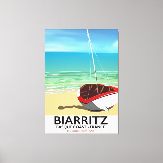 Biarritz France Beach reisposter Canvas Afdruk (Voorkant)