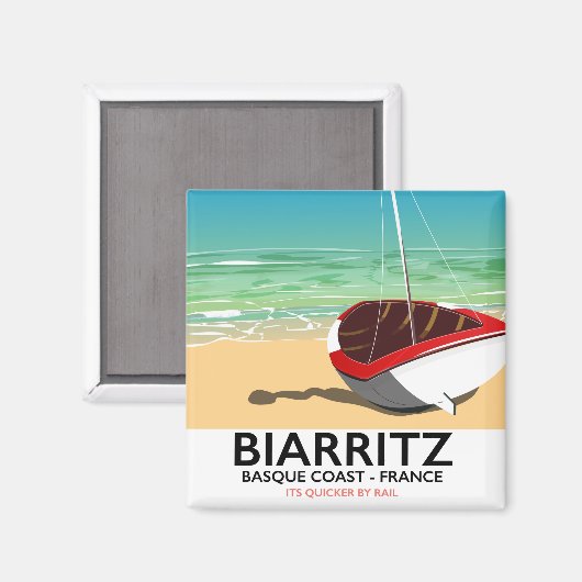 Biarritz France Beach reisposter Magneet (Voorkant / Achterkant)