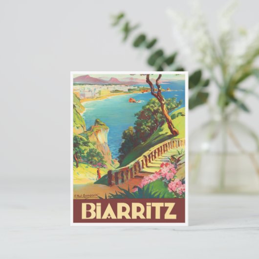 Biarritz France vintage Briefkaart (Staand voorkant)
