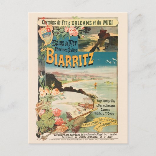 Biarritz France Vintage Poster 1897 Briefkaart (Voorkant)