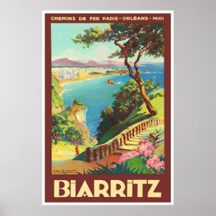 Biarritz France vintage reis 25x37 Poster