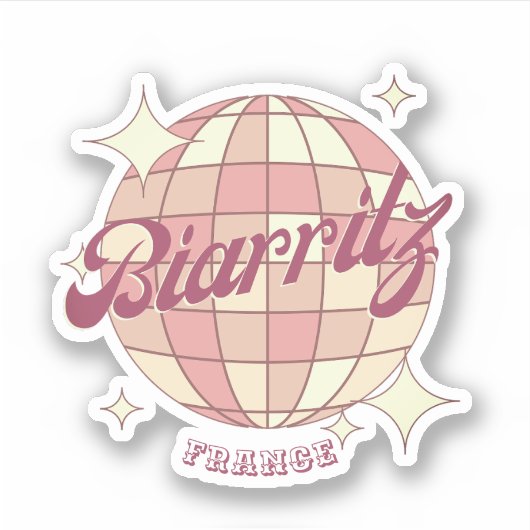 Biarritz Frankrijk Retro  Party roze Sticker (Voorkant)
